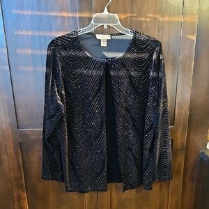 Notations Black and Gold Sparkle Cardigan, Size 2x